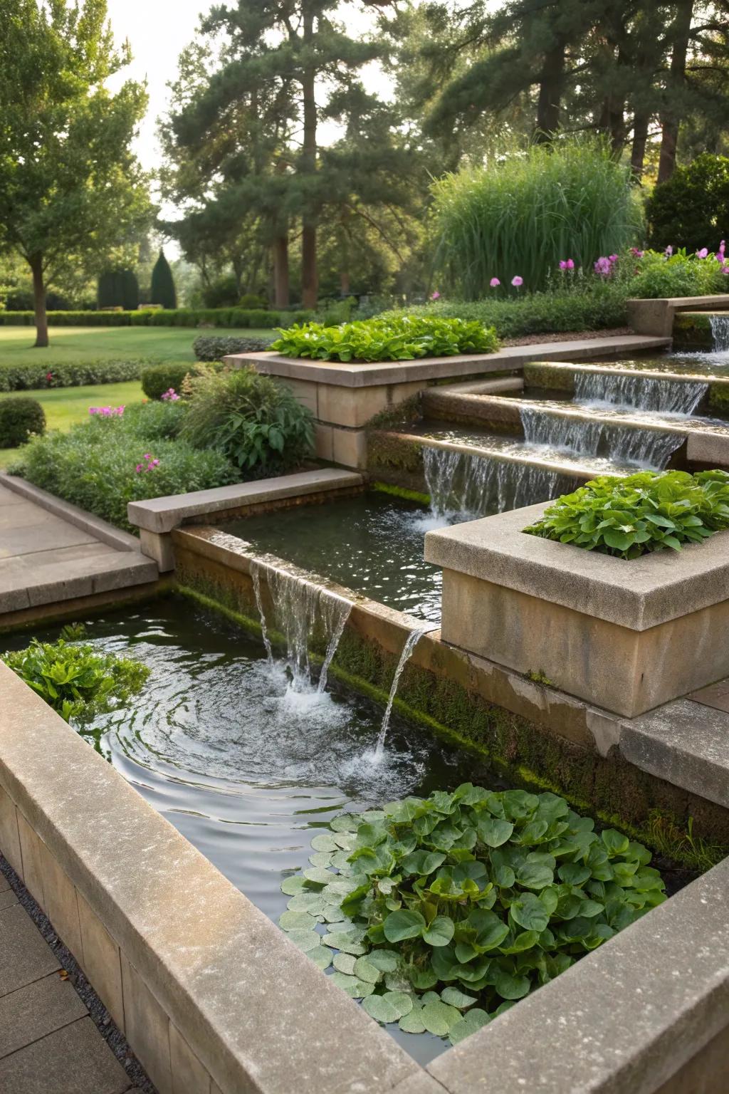 Tiered ponds add depth and interest to your garden.