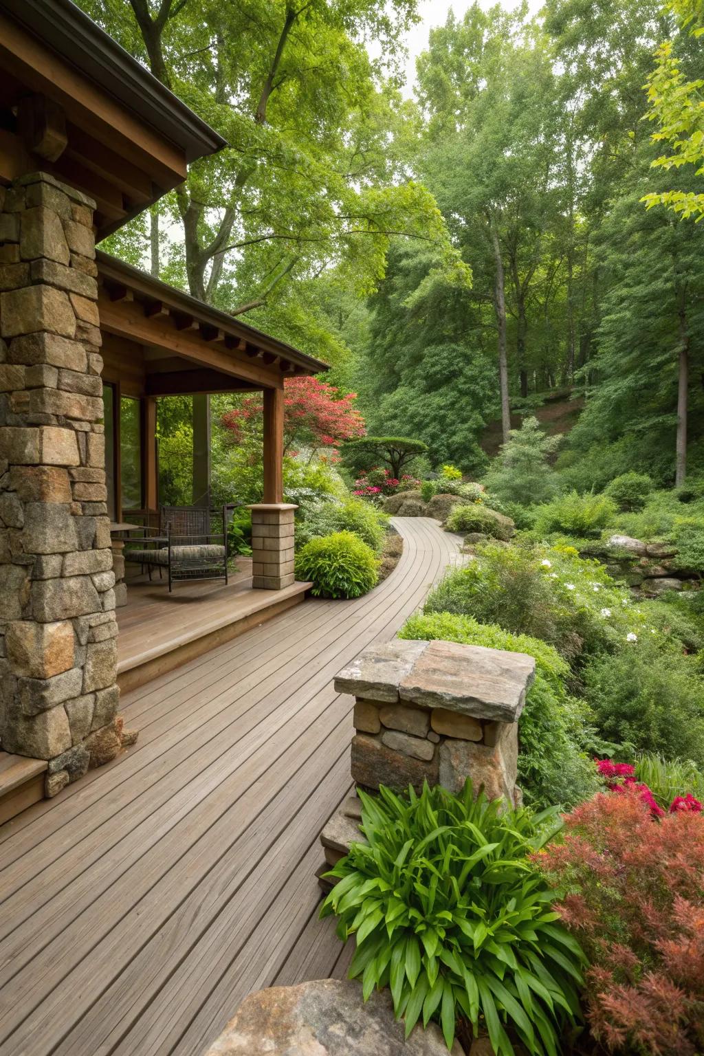 Enhance your deck with rustic stone accents.