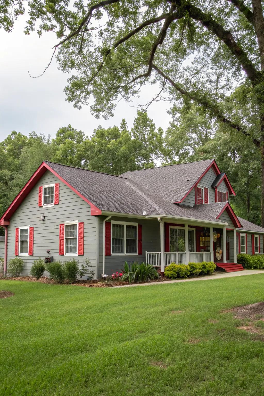 Vibrant trim colors make an exterior pop with color.