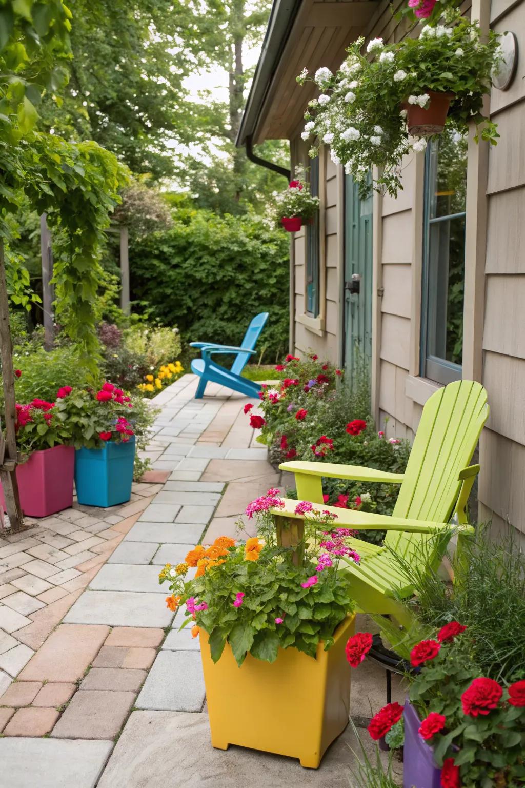 Vibrant colors bring life and energy to this patio.