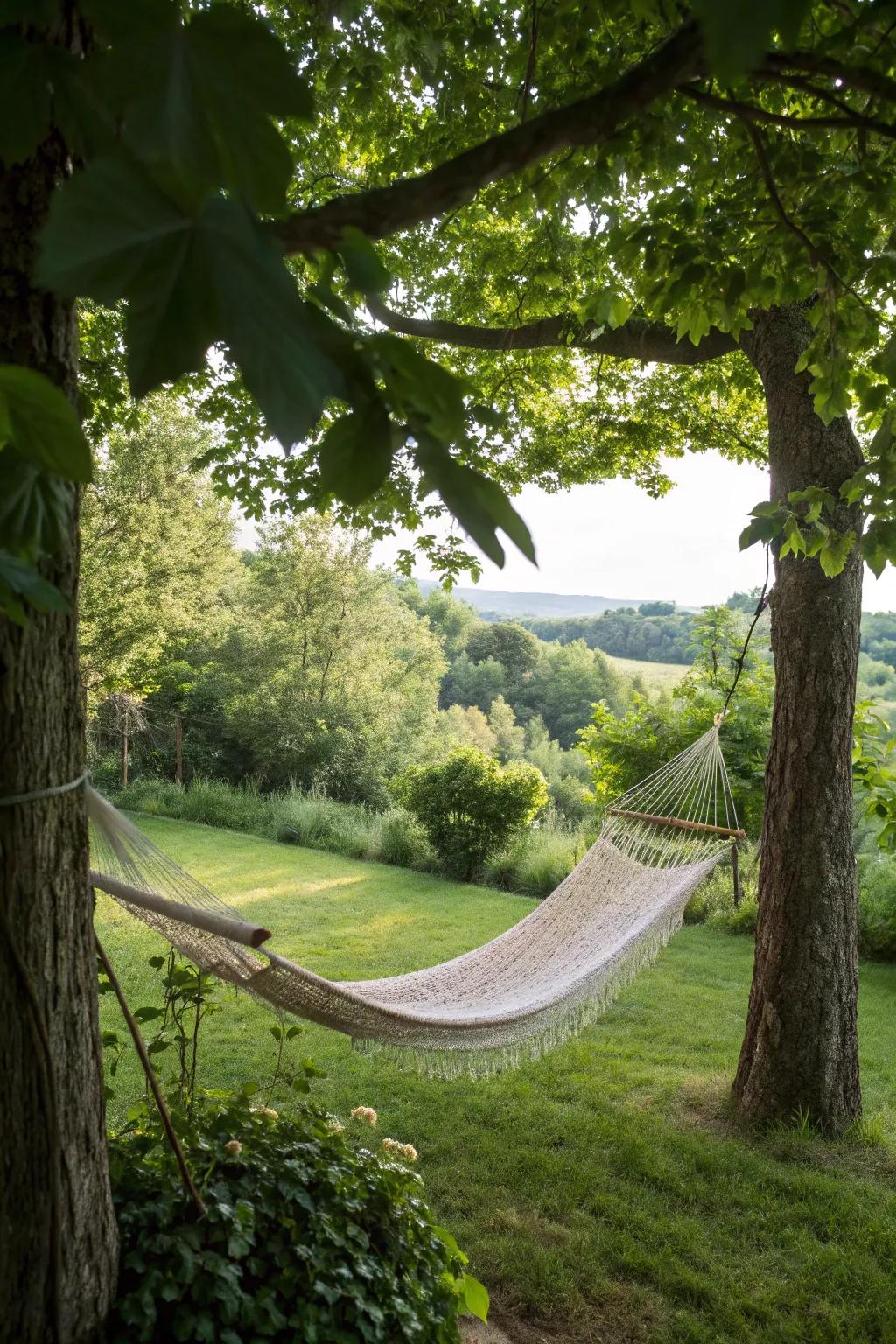 A hammock provides a peaceful place to unwind.