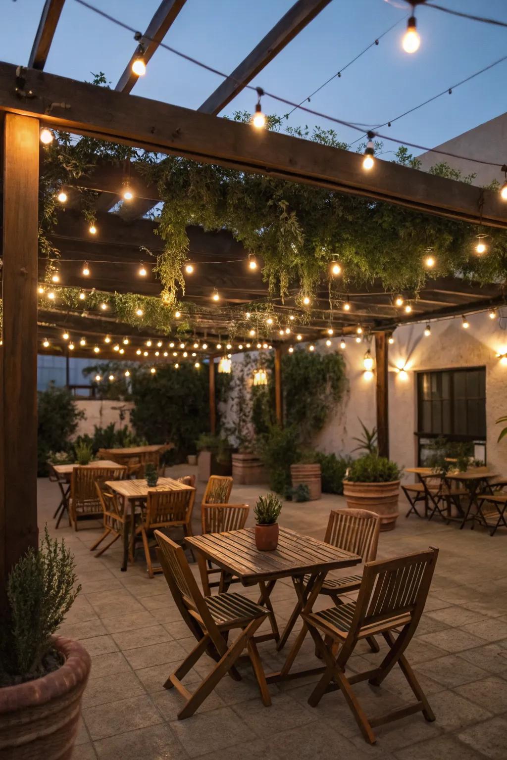 Enchanting retro atmosphere with eclectic lighting.