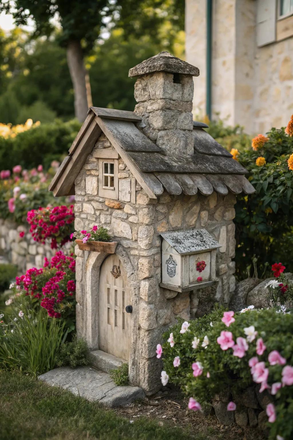 A vintage stone cottage mailbox that evokes nostalgia and timeless beauty.