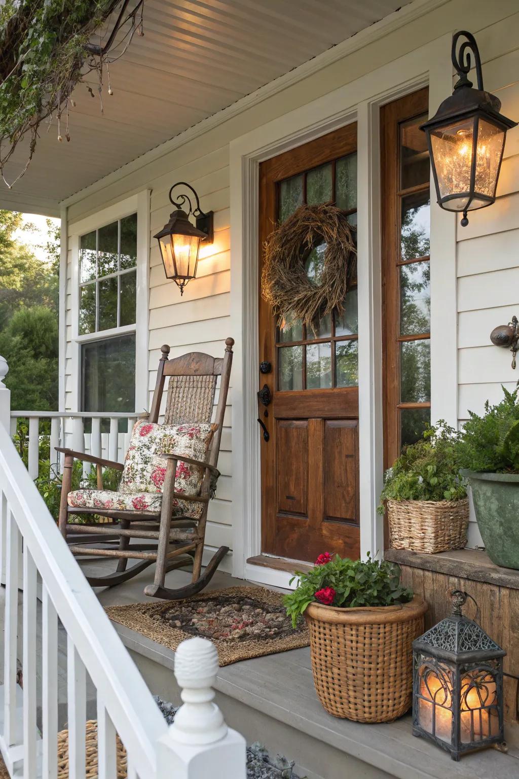 Infuse your porch with character using vintage decor.
