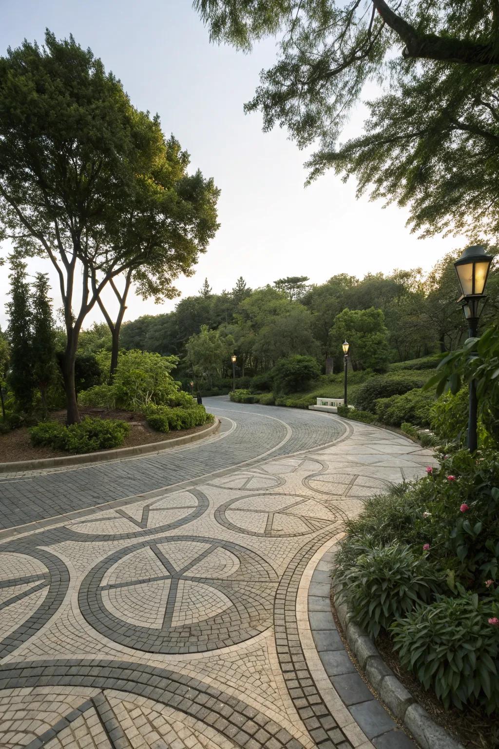 Geometric patterns add modern flair to any driveway.
