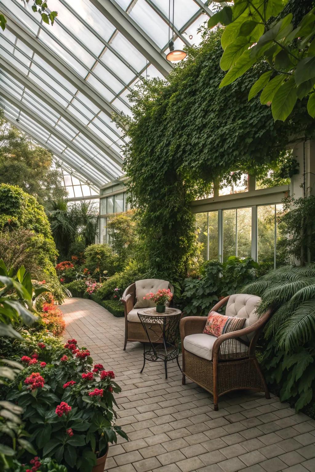 A multi-use space blends gardening with personal relaxation.