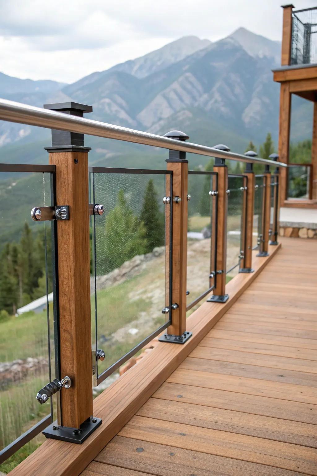 Mixed materials create a personalized and eclectic railing design.