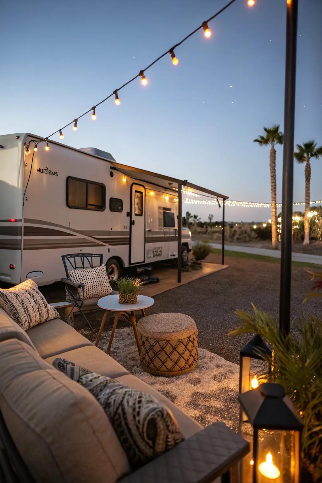 Rail lights add a modern and stylish touch to your RV's exterior.