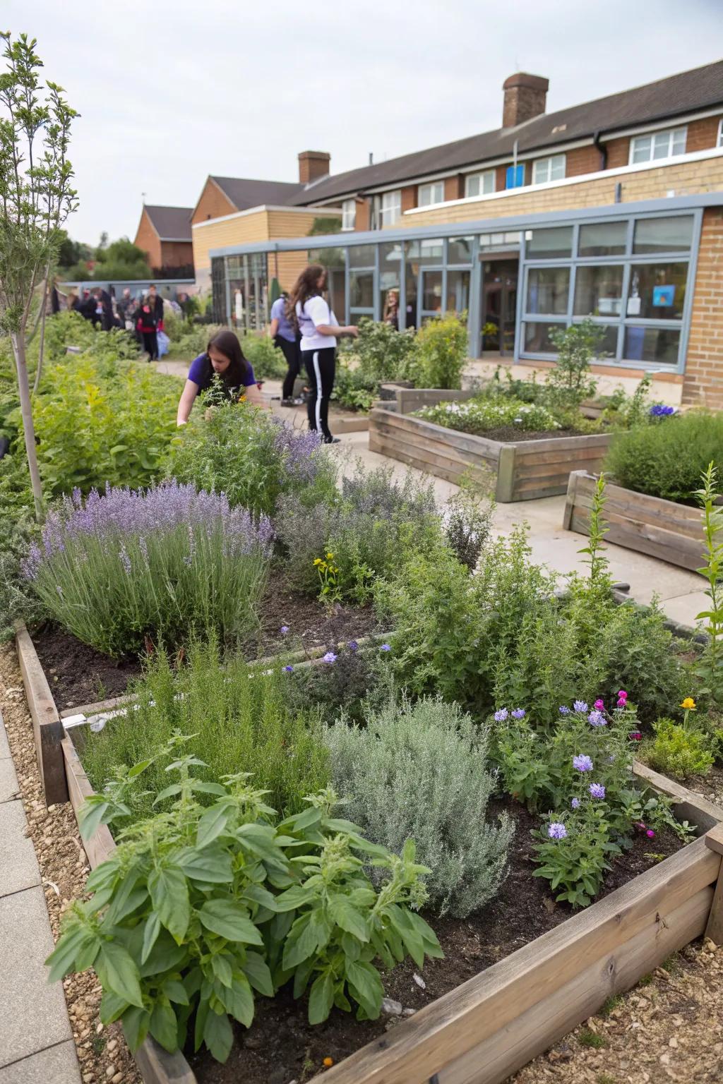 A sensory garden zone, offering a multi-sensory experience for students to explore.