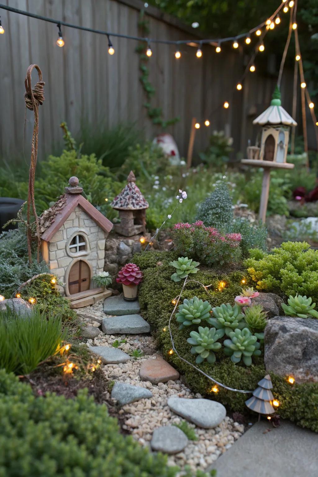 A fairy garden with sedums brings magic to any space.