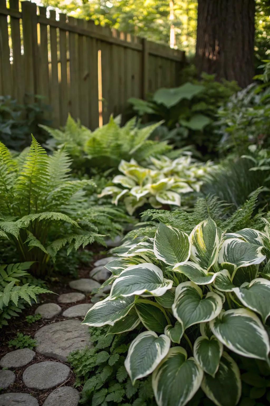 Variegated leaves add intrigue to a shaded garden.