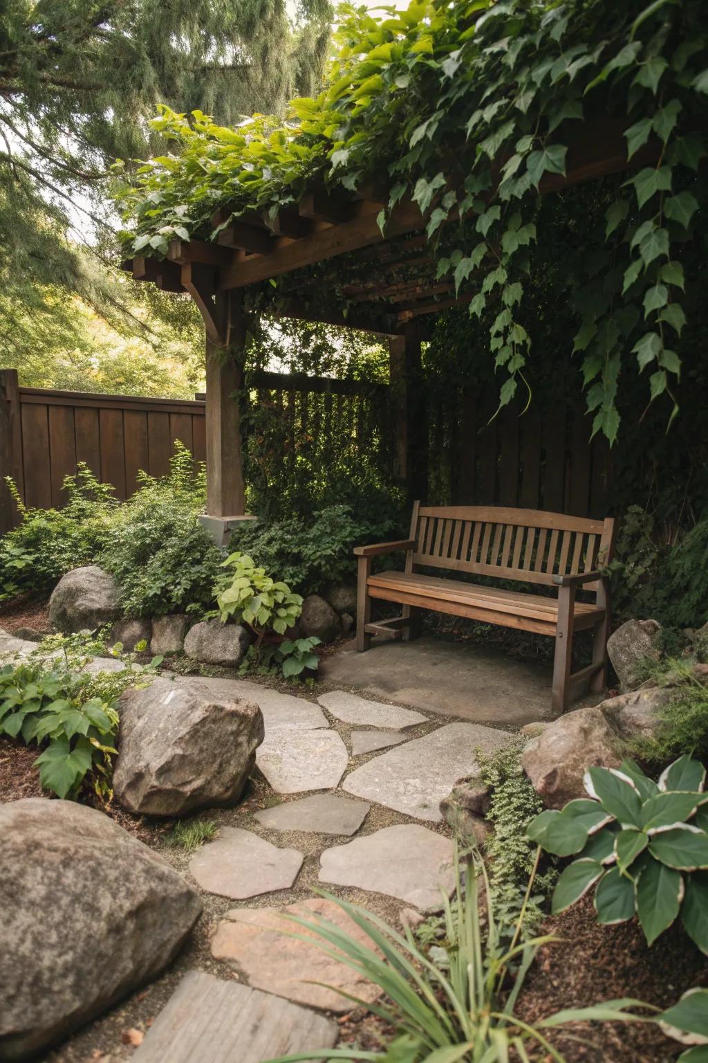 Create a serene escape with a cozy seating area.
