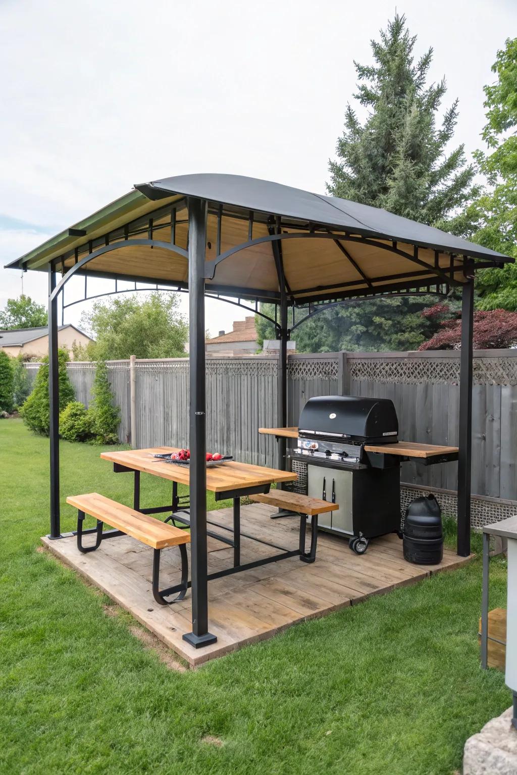 A portable shelter adapts to your BBQ needs wherever you are.