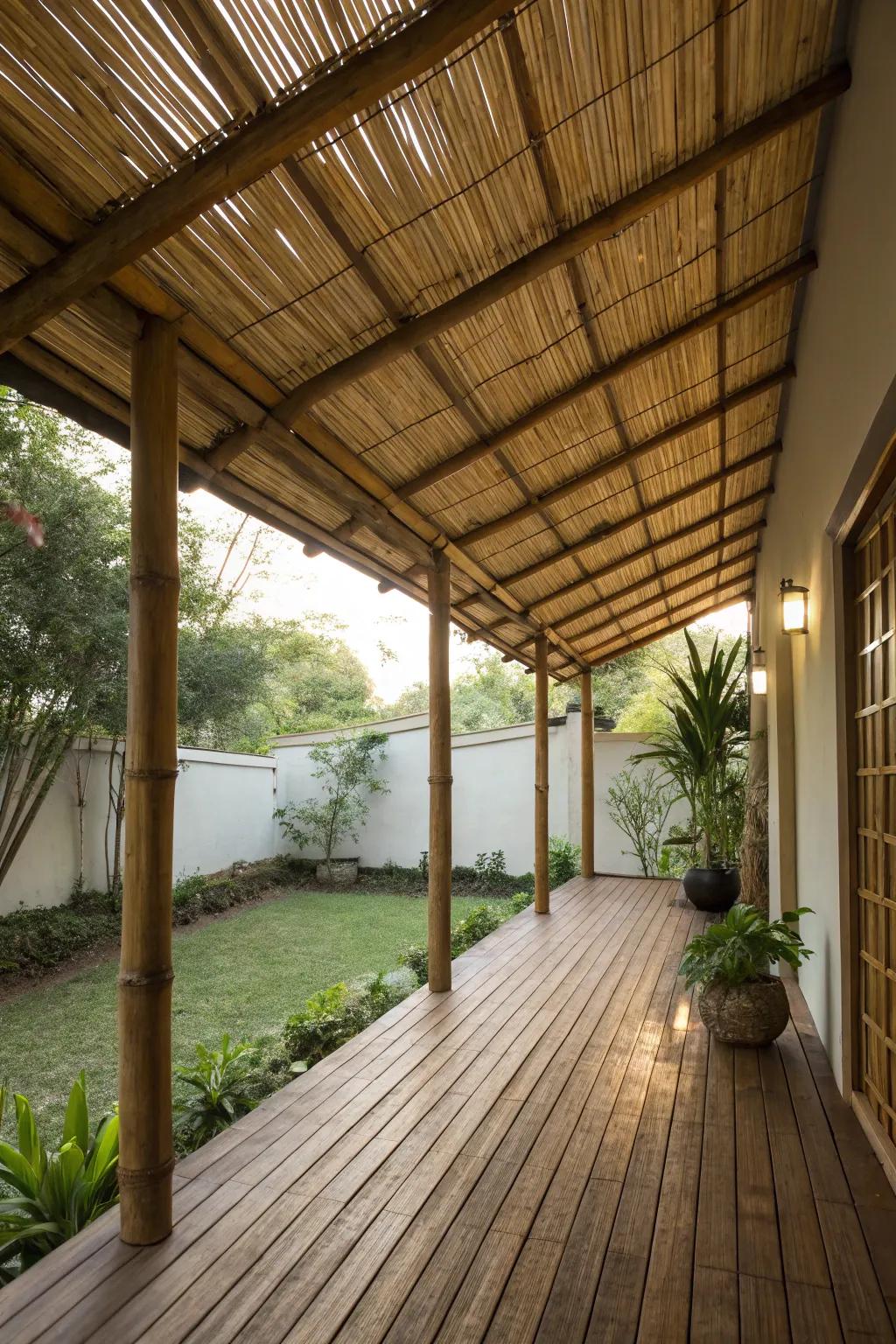 A bamboo canopy offers a relaxed and eco-friendly atmosphere.