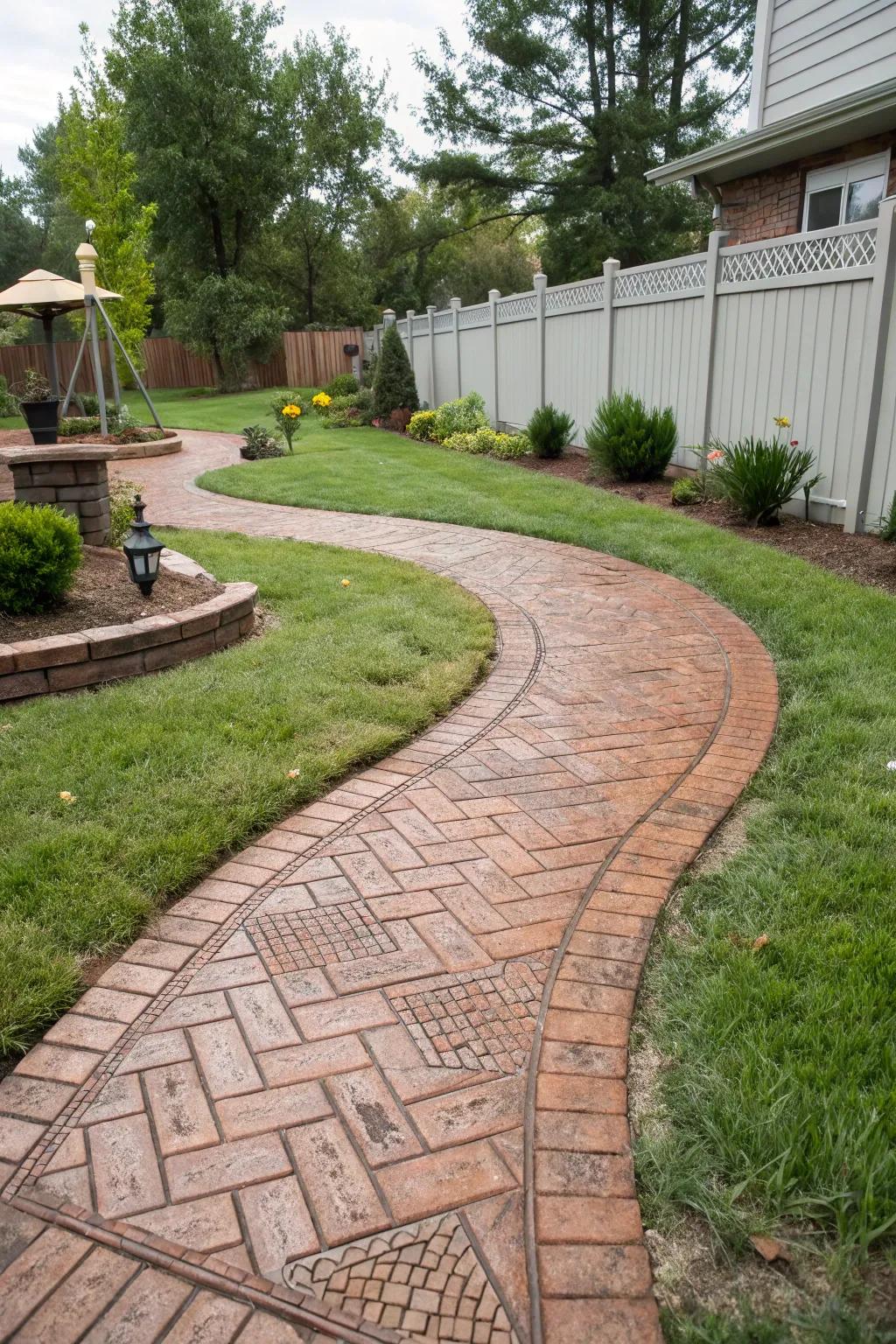 Decorative patterns enhance concrete surfaces beautifully.