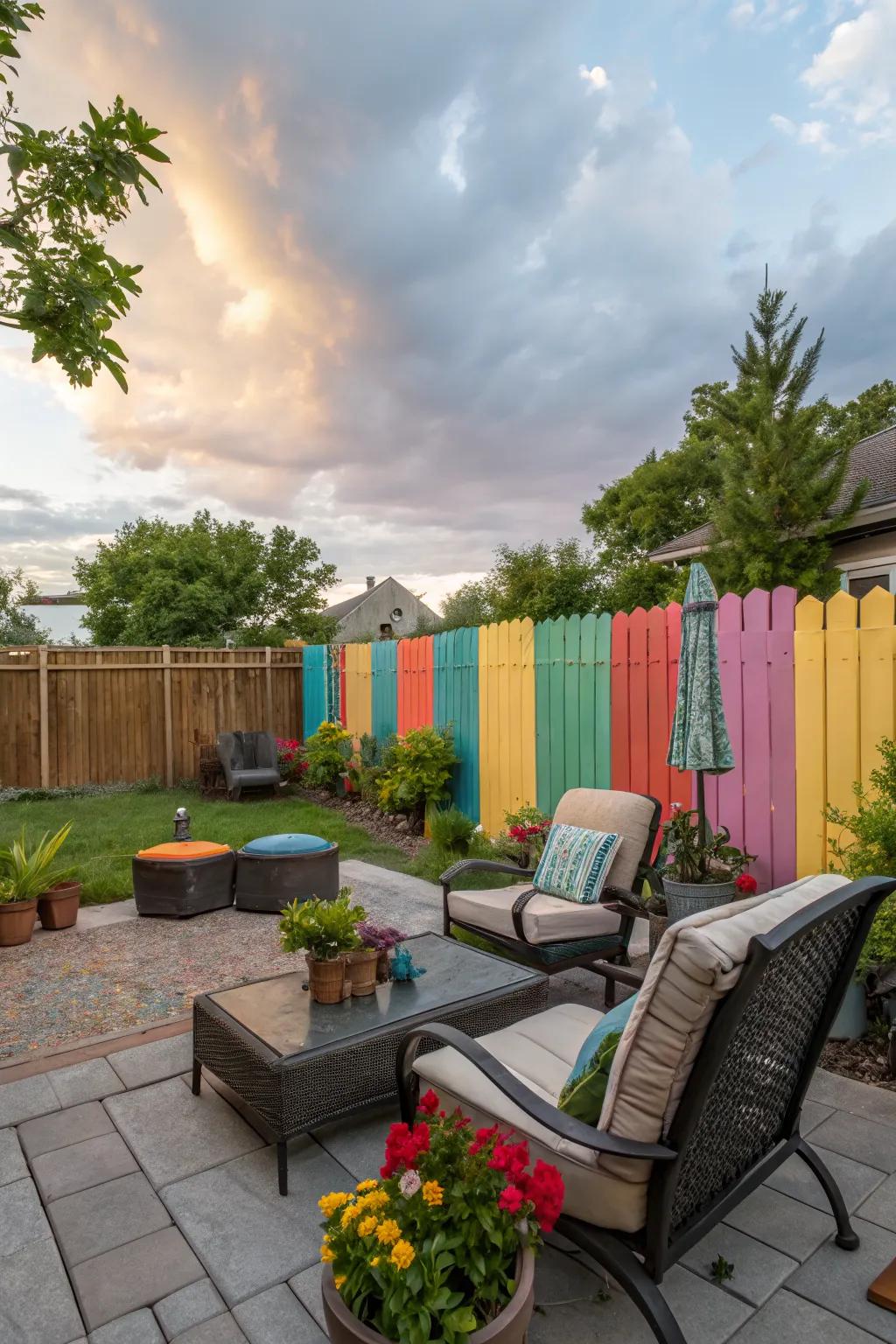 Painted walls or fences add a splash of color and personality.