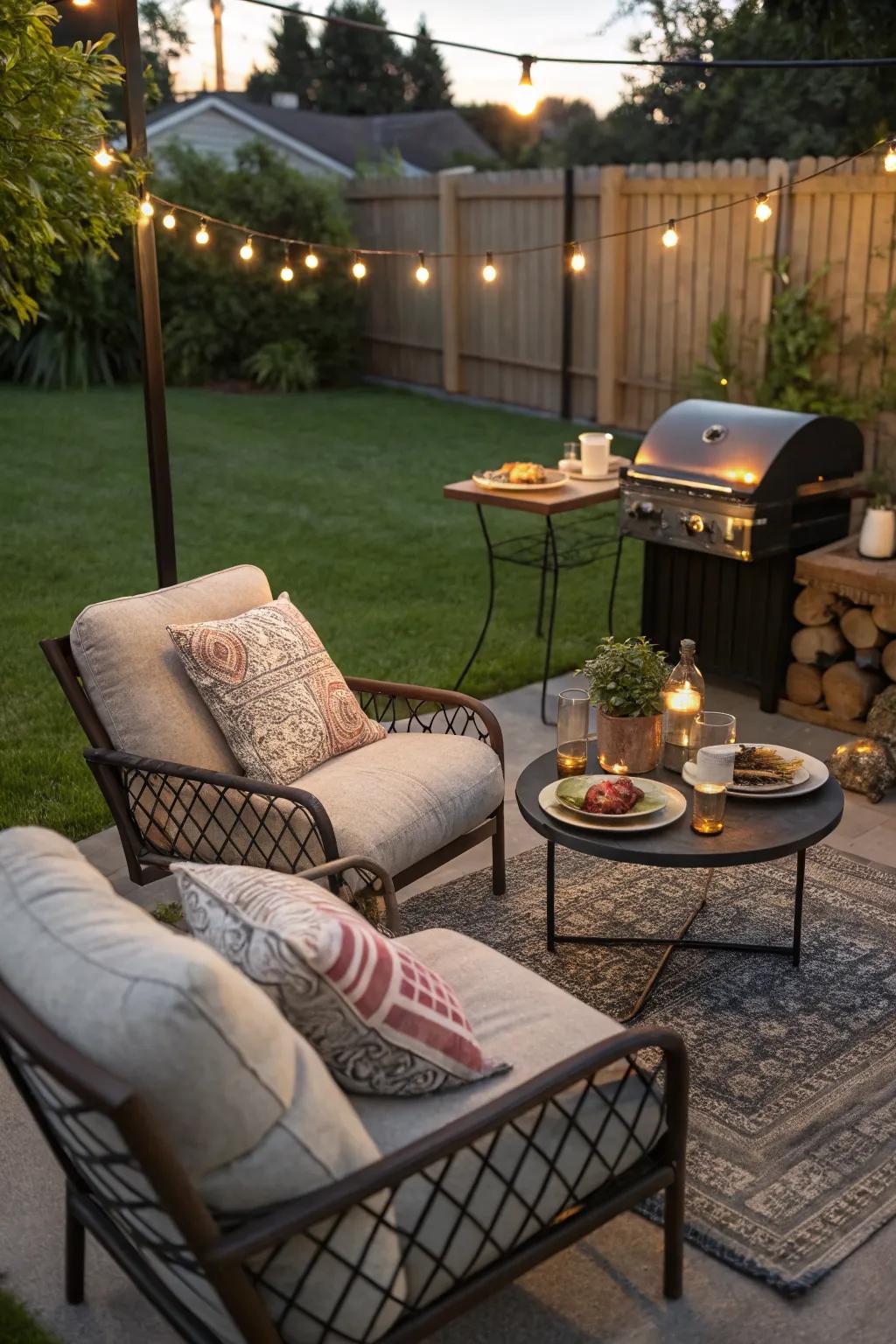 A corner seating arrangement invites relaxation and conversation.