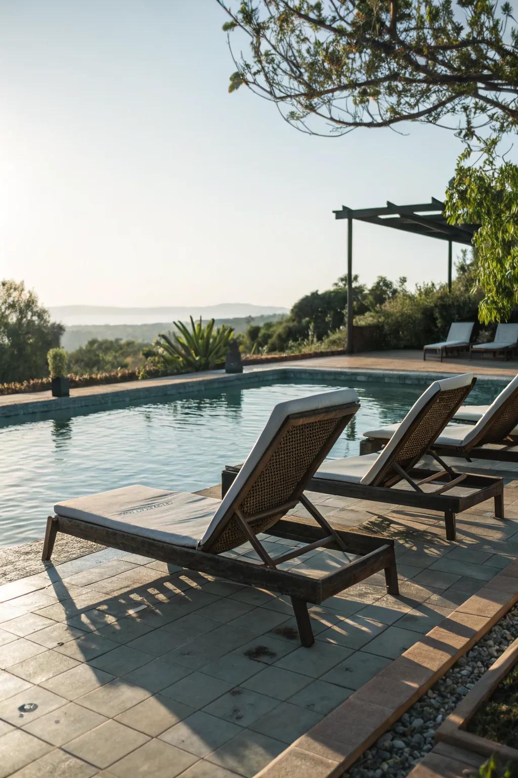 Comfortable in-pool loungers for the perfect relaxation spot.