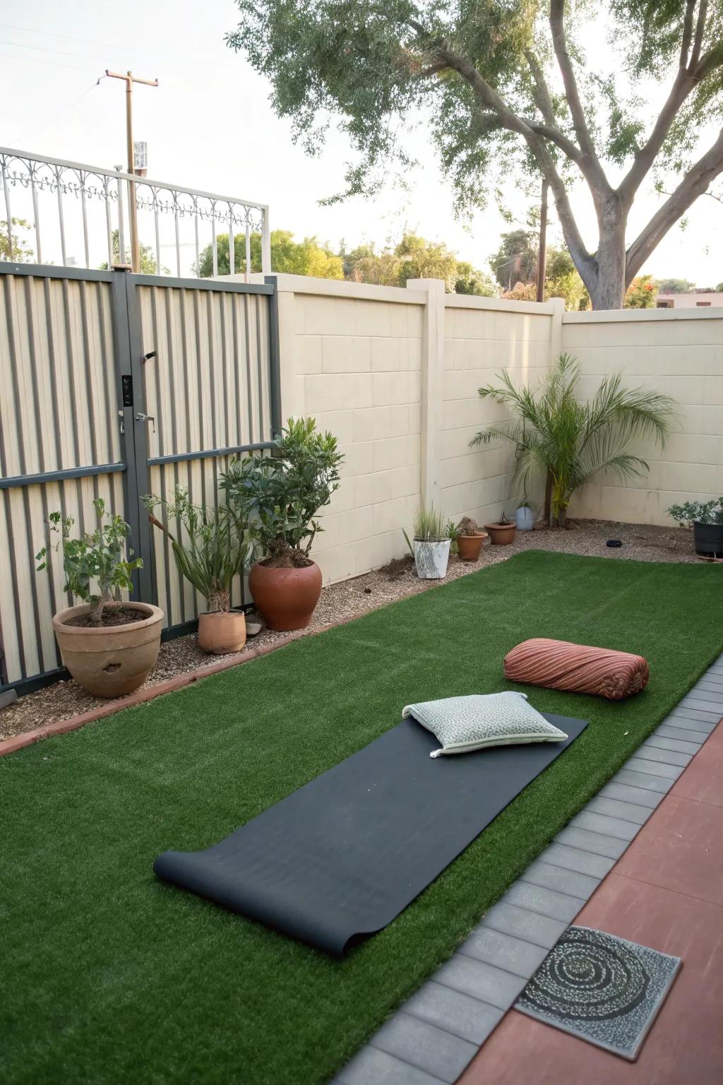 A yoga retreat on turf brings peace to your practice.