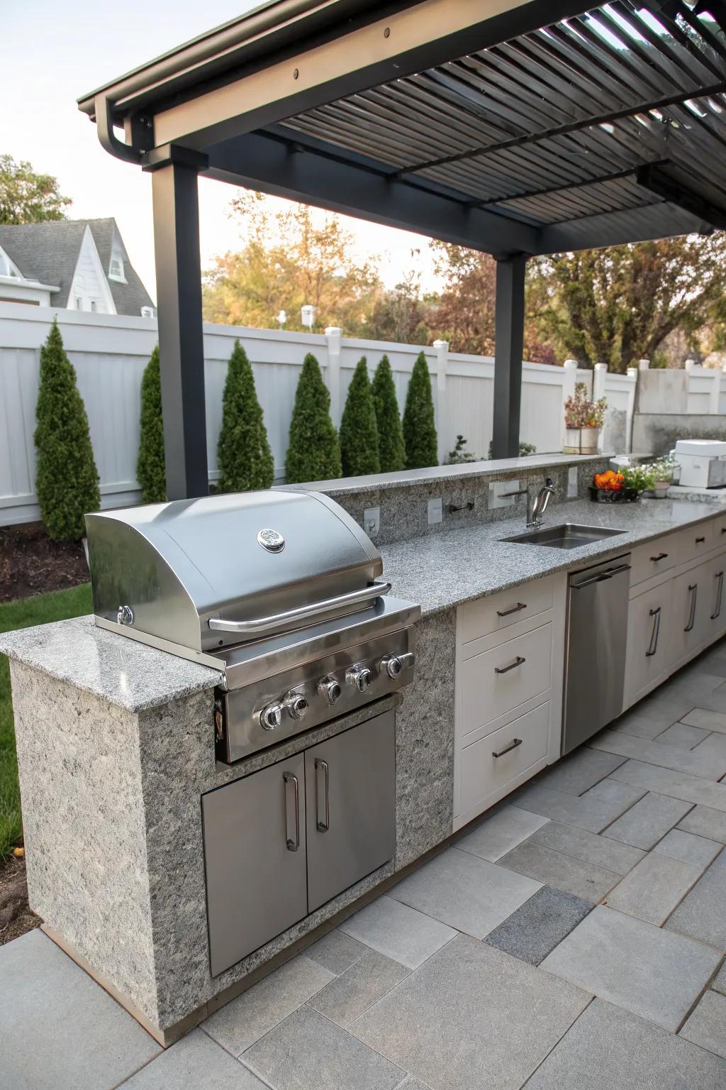 A prep station or sink adds convenience to your grill setup.