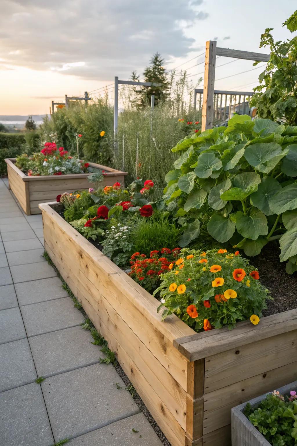 A raised bed is a smart way to cultivate plants in a small corner.