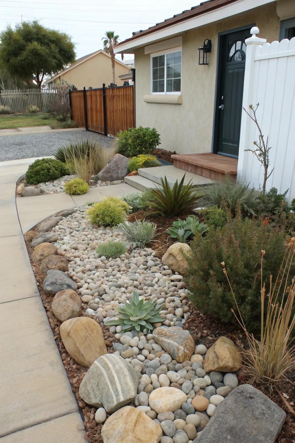 A rock garden adds unique texture and character.