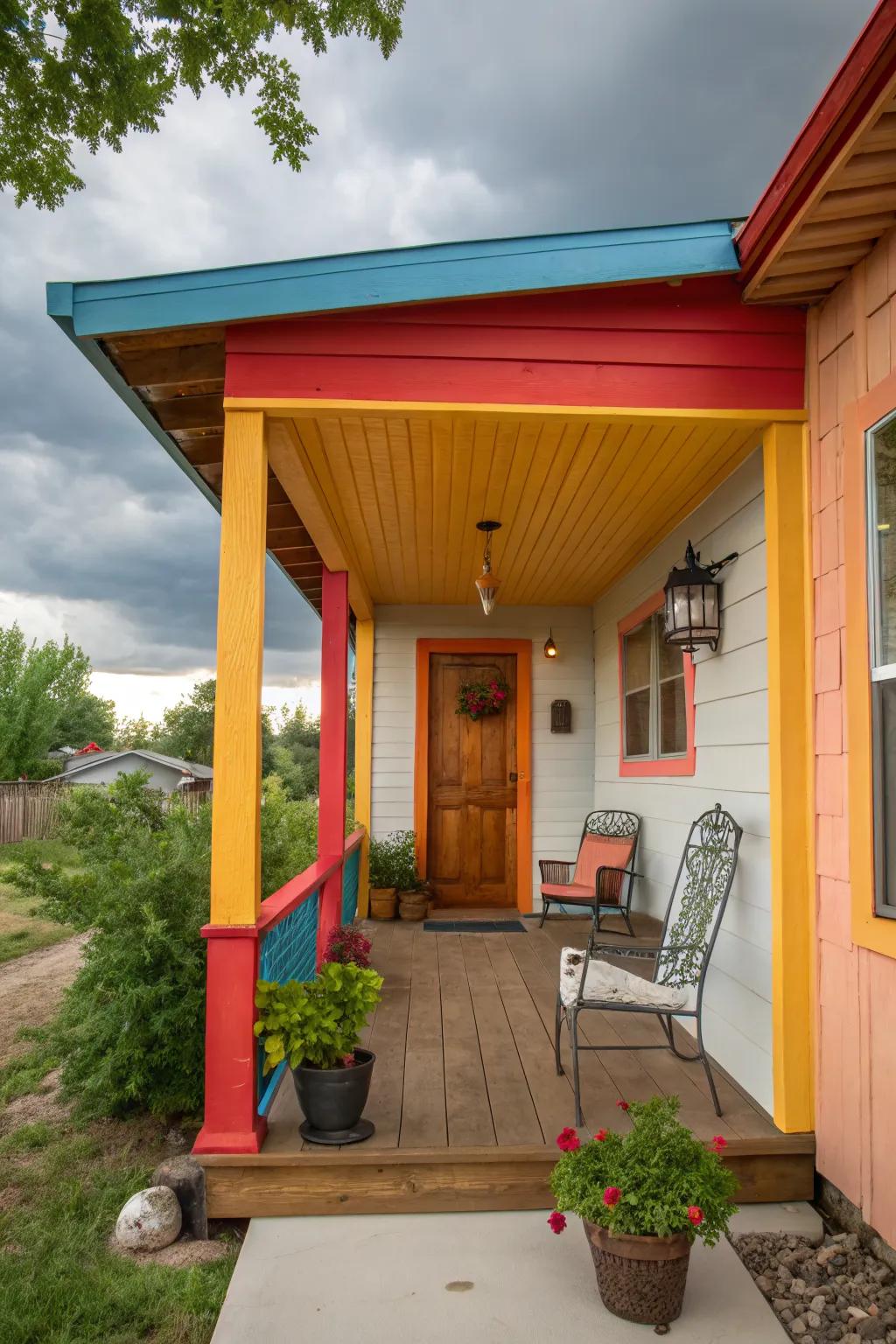 Bold color overhang for a striking entrance.