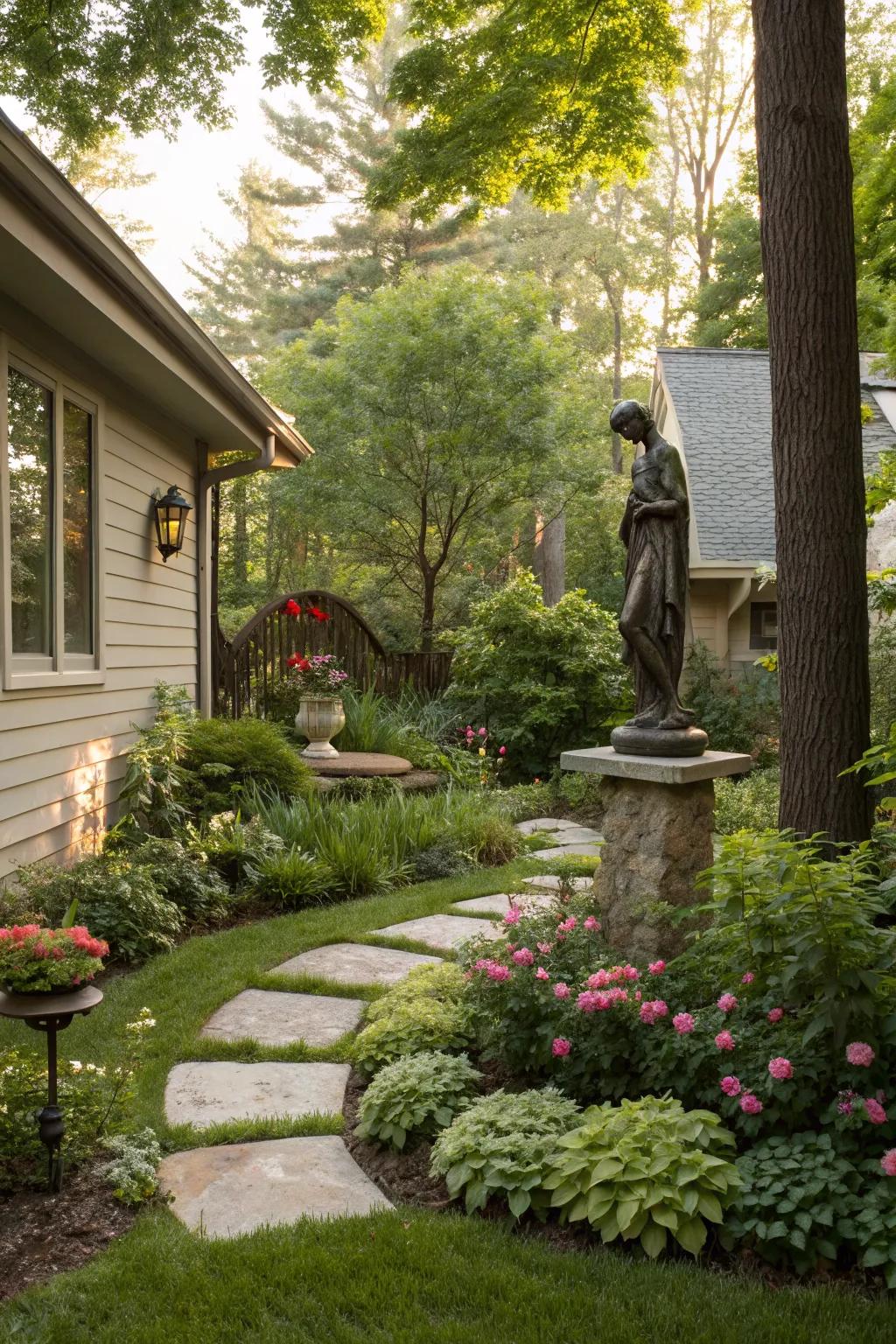 Add personality and intrigue with a unique artistic sculpture.