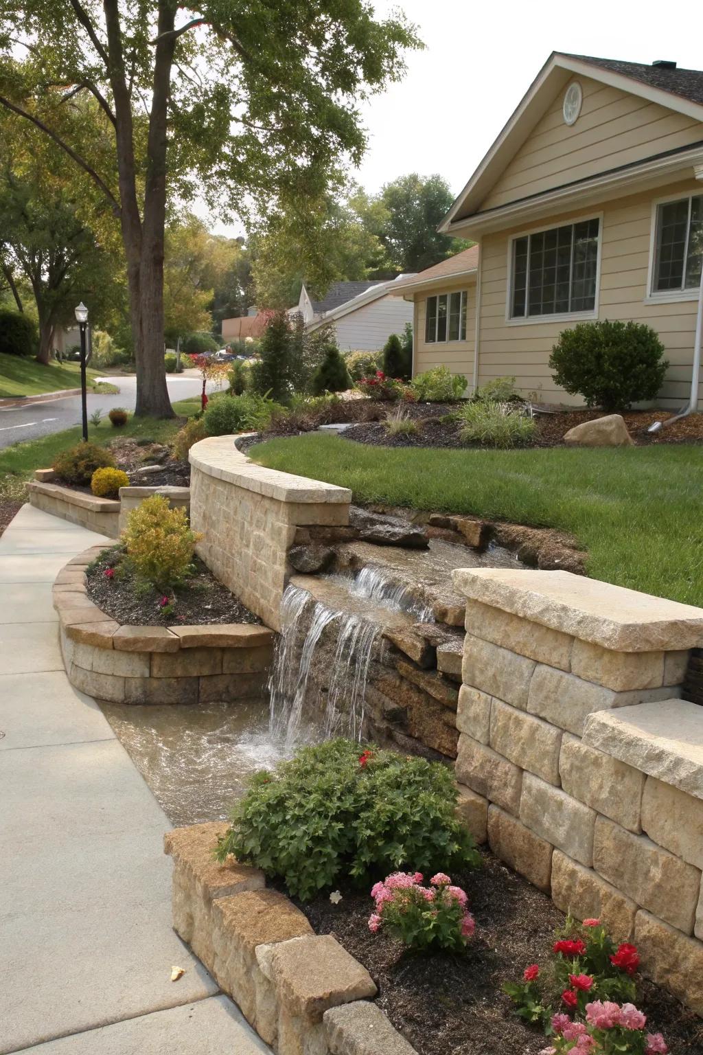 Water features create a tranquil atmosphere.