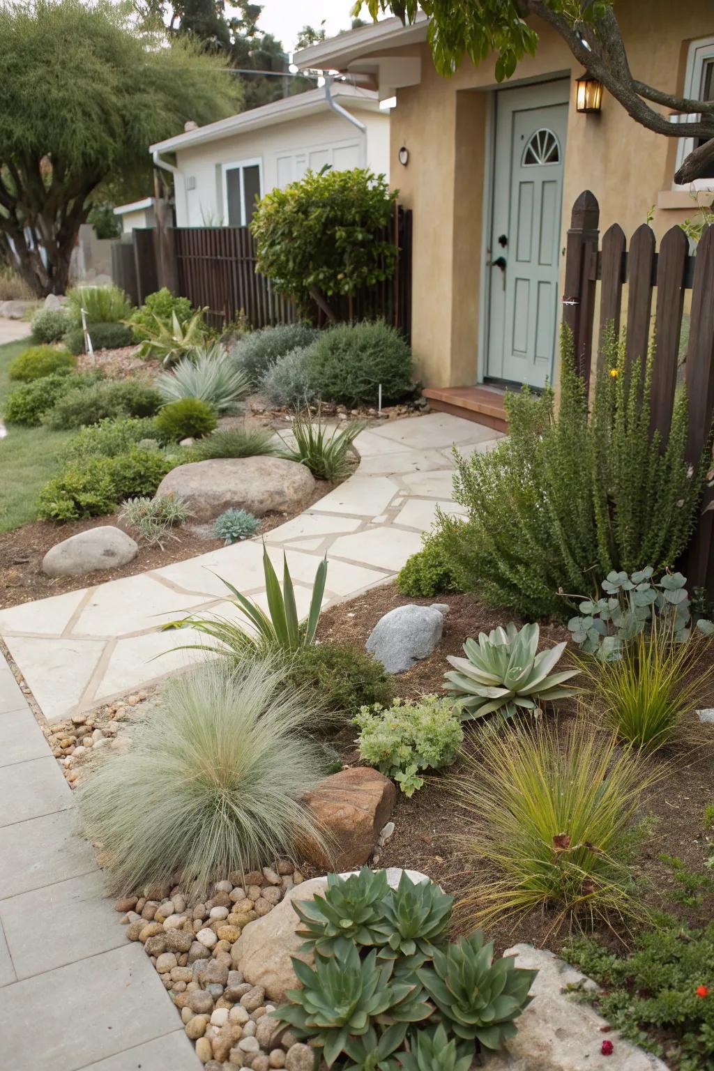 A mix of textures brings depth to a xeriscape.