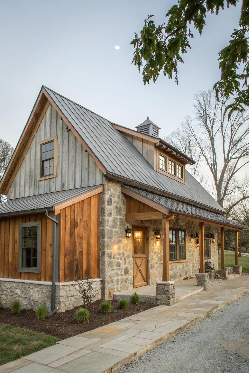 Dynamic farmhouse design with mixed materials