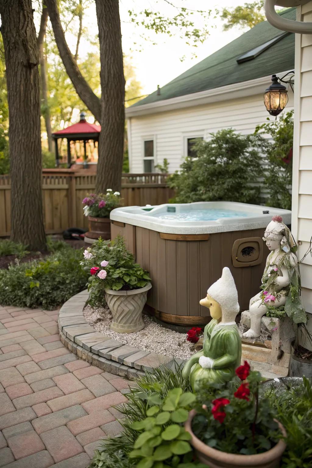 Garden statues add a touch of whimsy and personality.