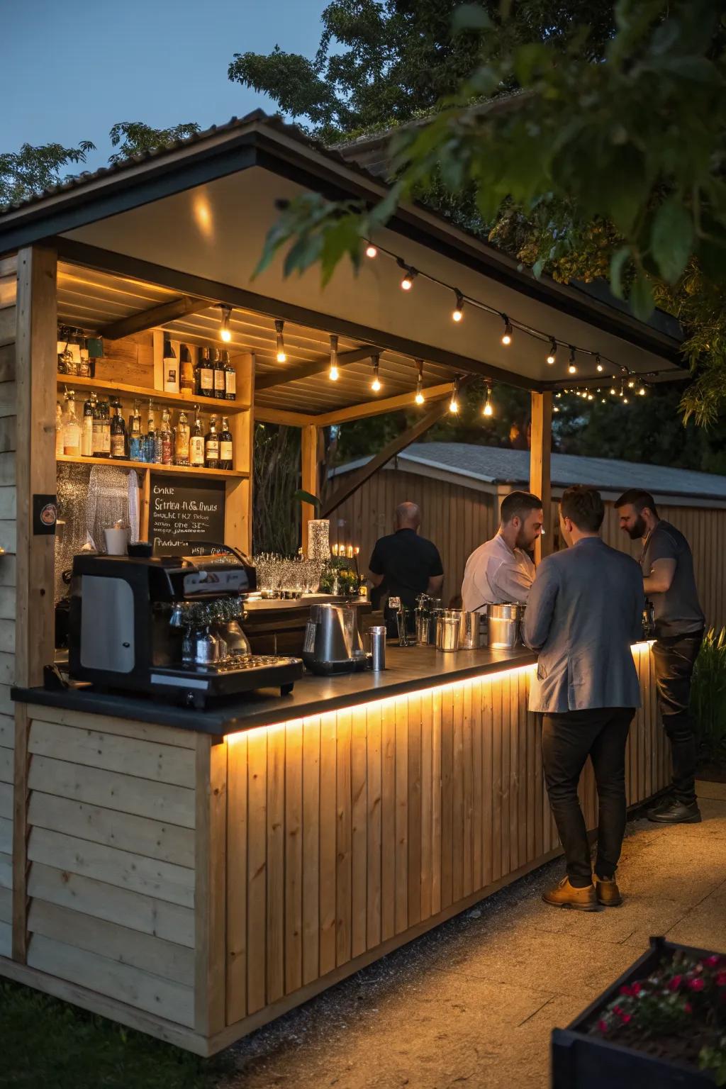 A coffee bar shed is perfect for caffeine enthusiasts.