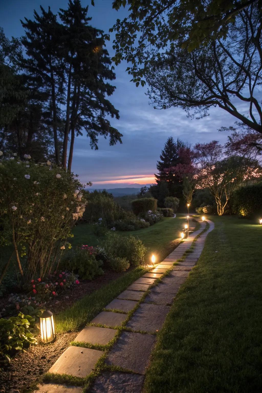 Highlight your garden's beauty with eco-friendly solar path lighting.
