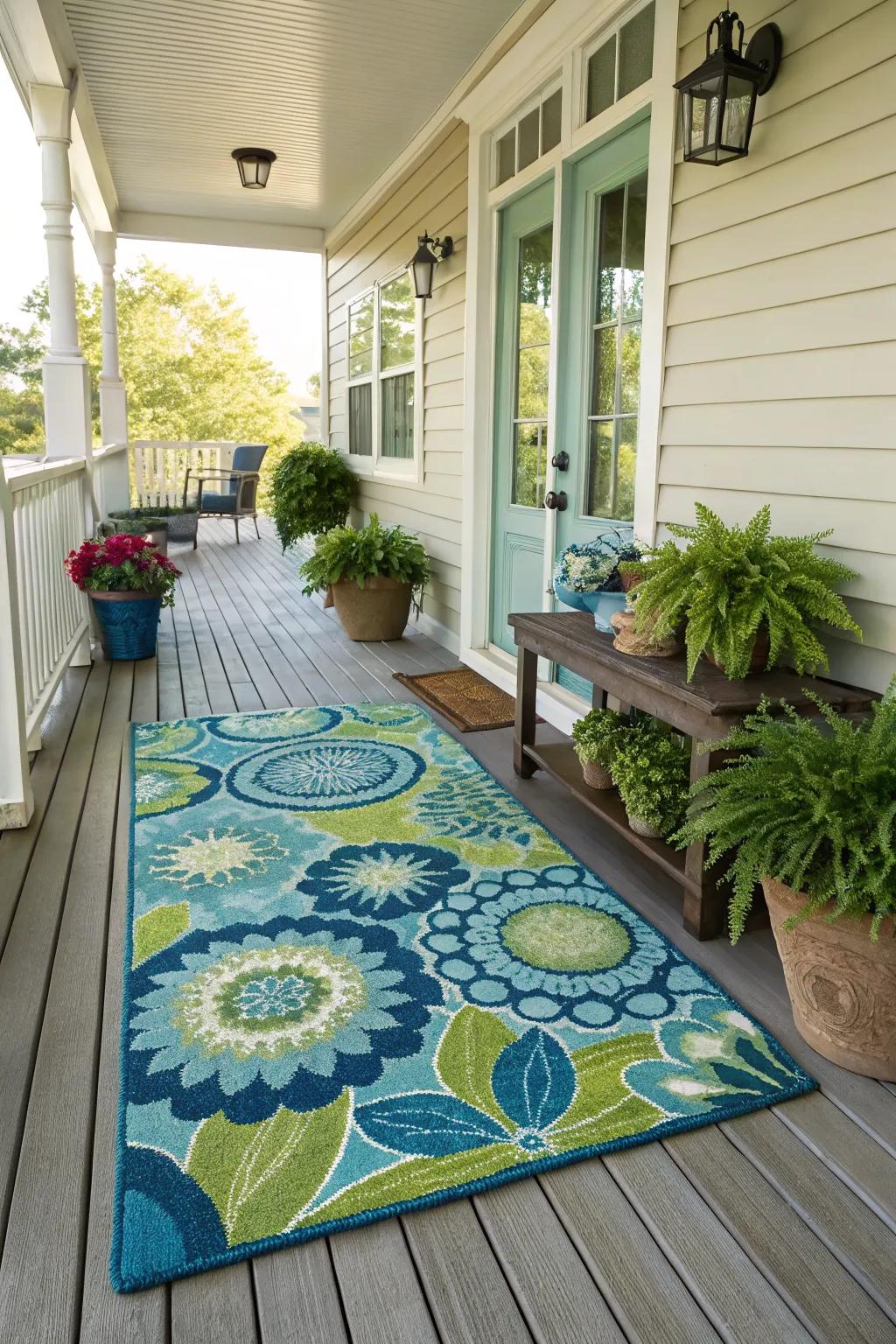 An outdoor rug adds texture and defines your porch space.