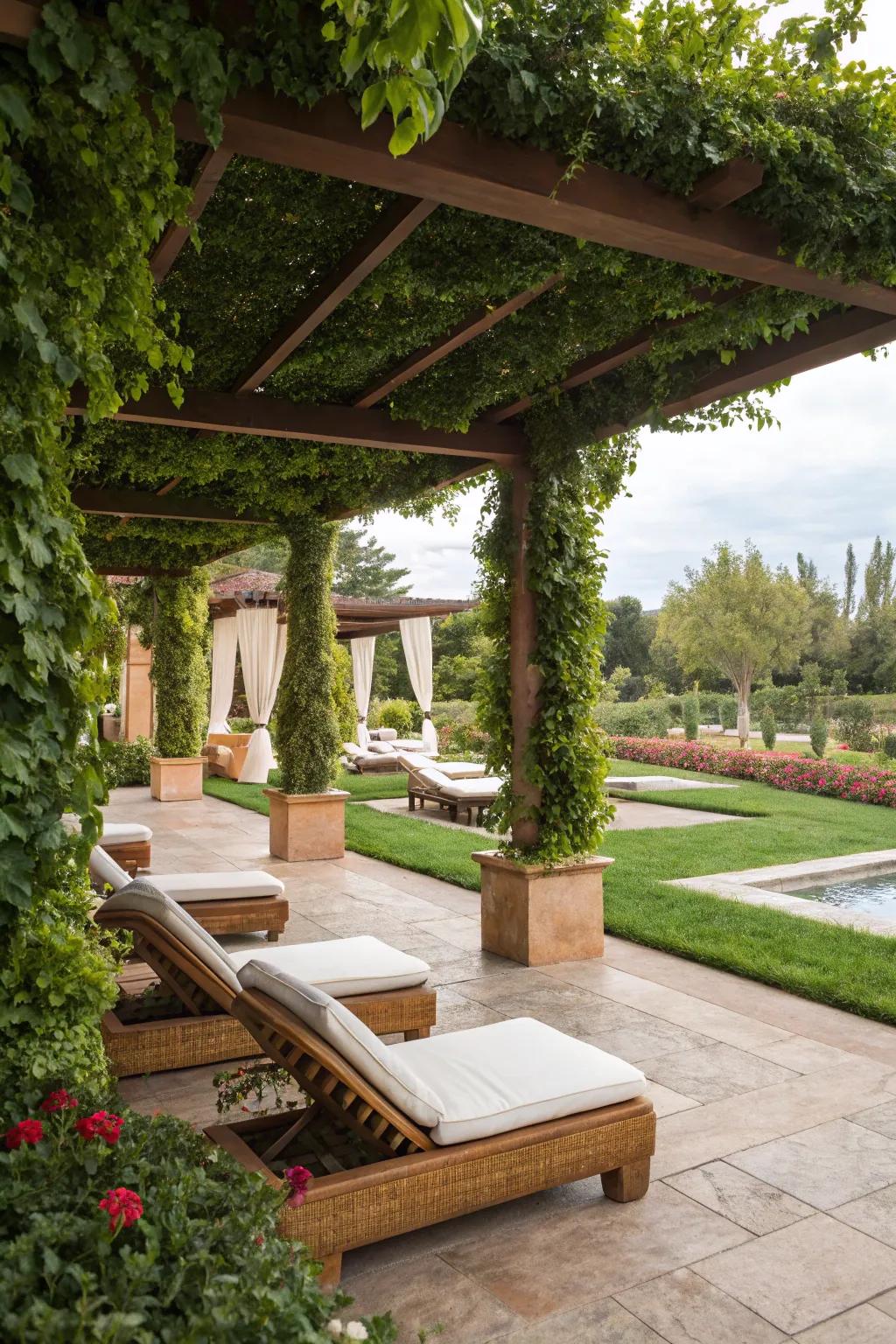 Pergolas offer shade and add architectural interest to your spa.