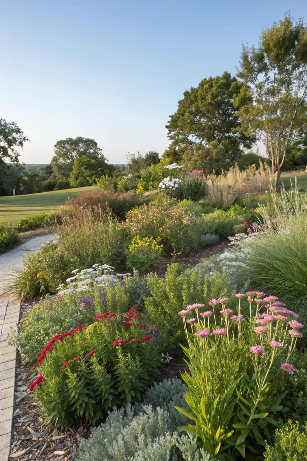 Native plants thrive naturally, offering a low-maintenance solution.