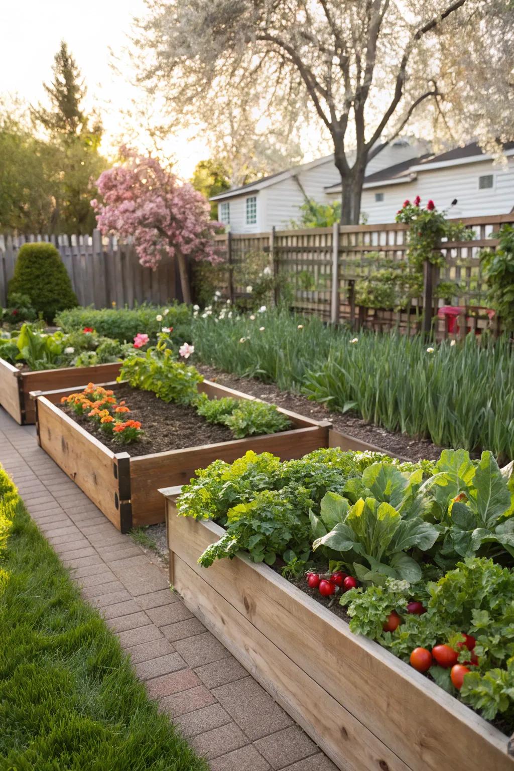 Raised beds make vegetable gardening accessible and productive.
