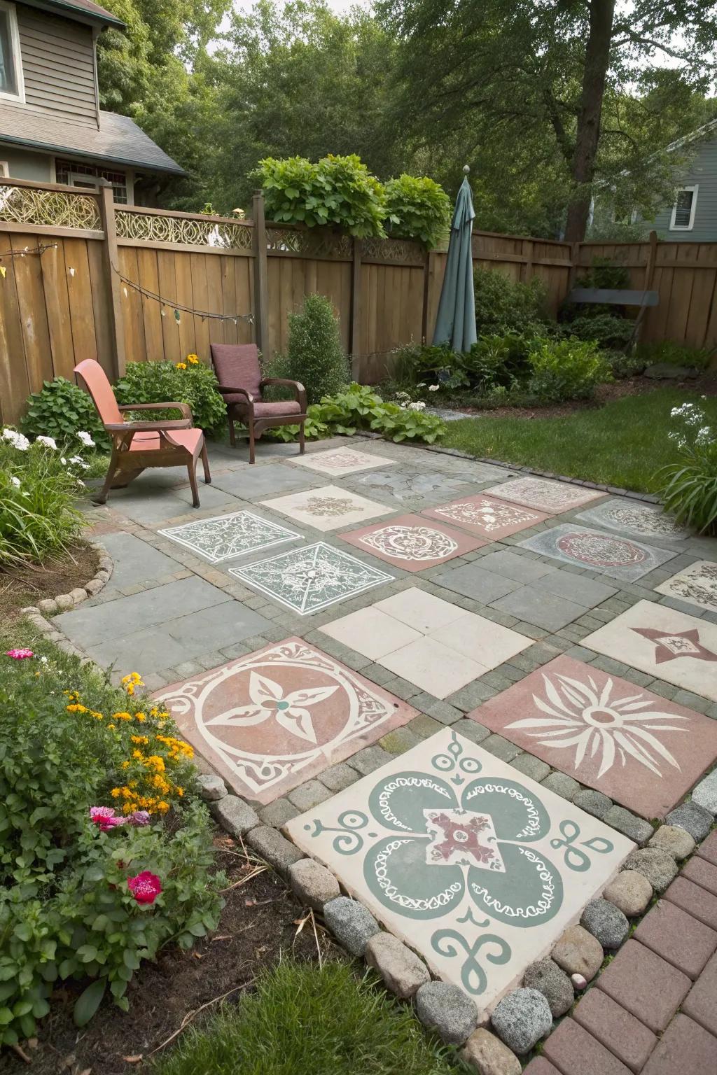 Artistic designs make your square patio uniquely yours.