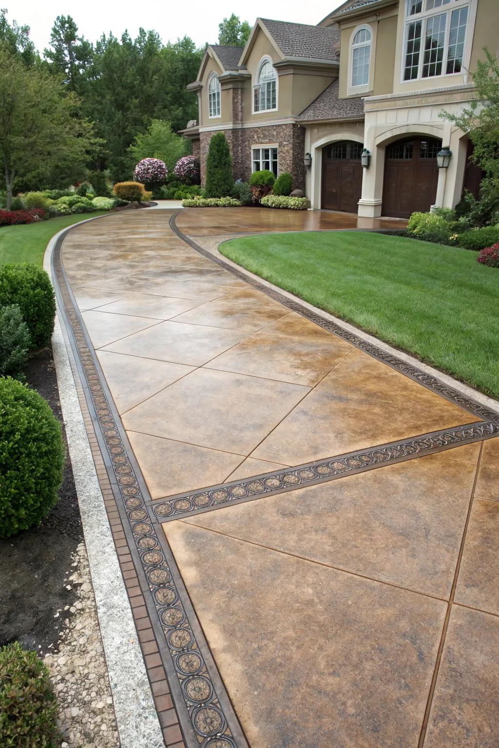 Elegant borders add refinement to this perfectly framed driveway.