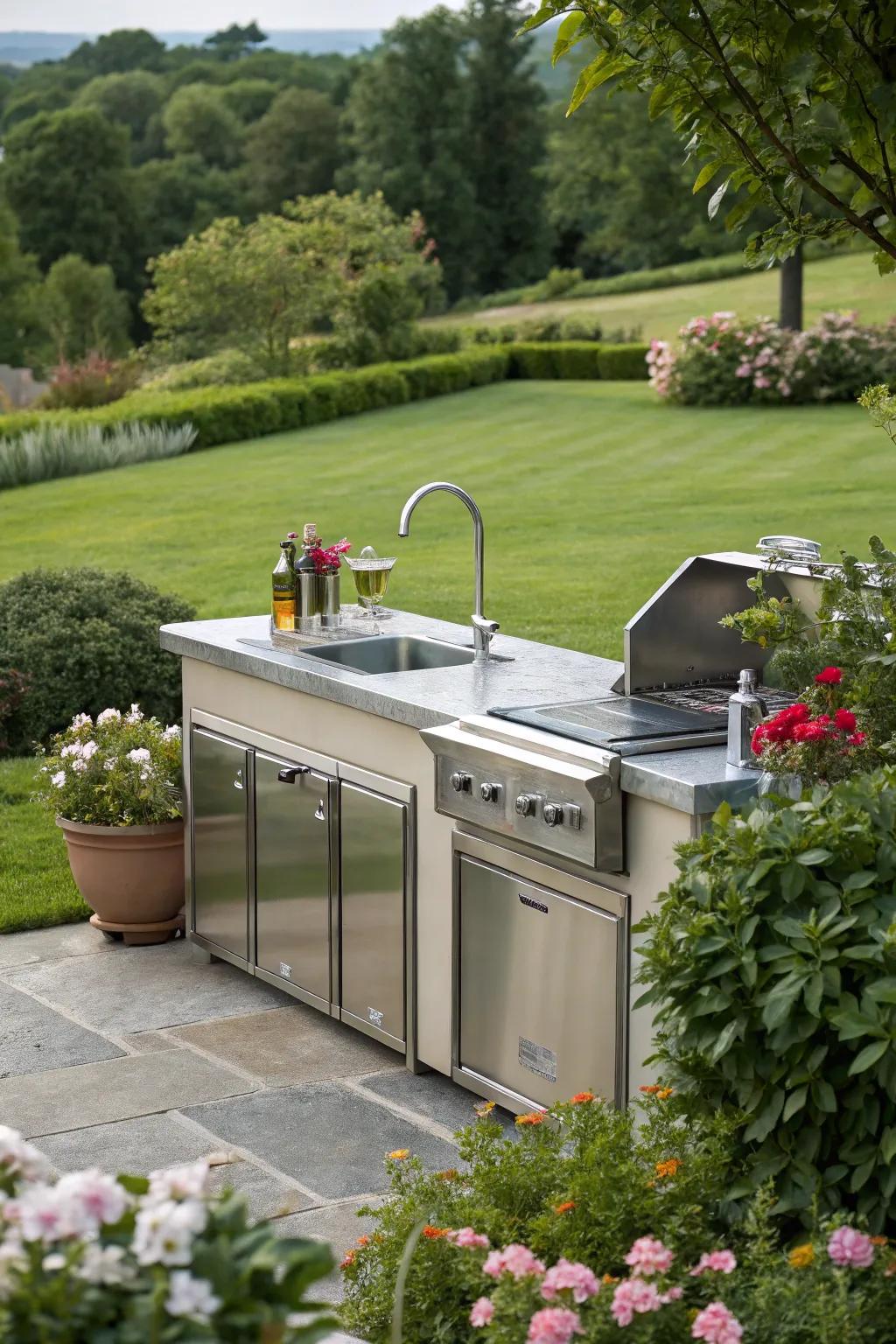 Convenience at hand with an outdoor sink.