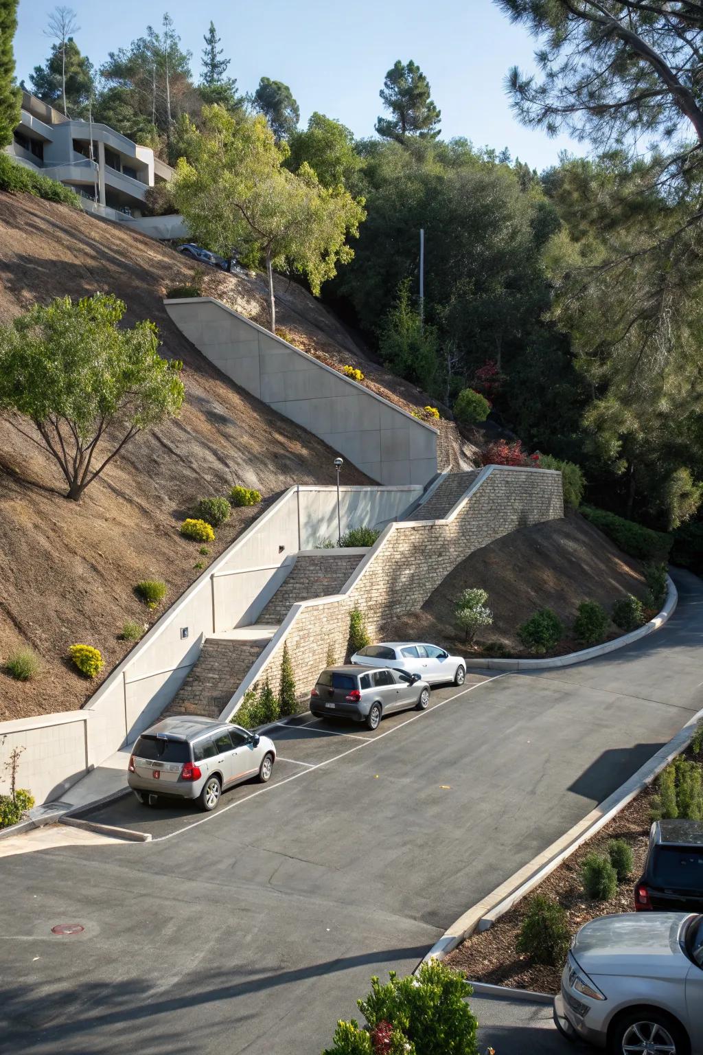 Built-in parking bays offer convenience and safety.
