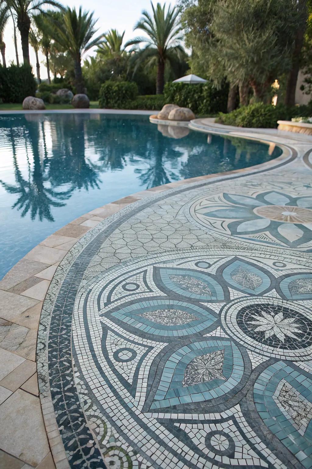 Stone mosaics infuse art and elegance into your pool.