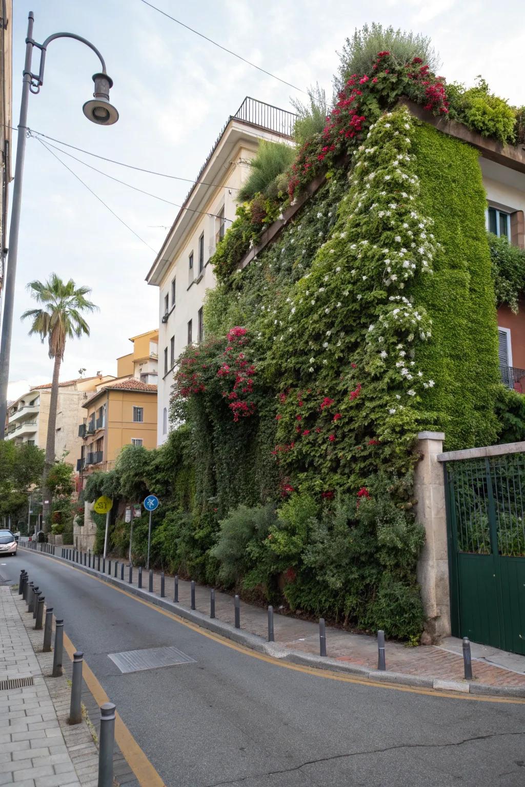 A vertical garden maximizes limited space.