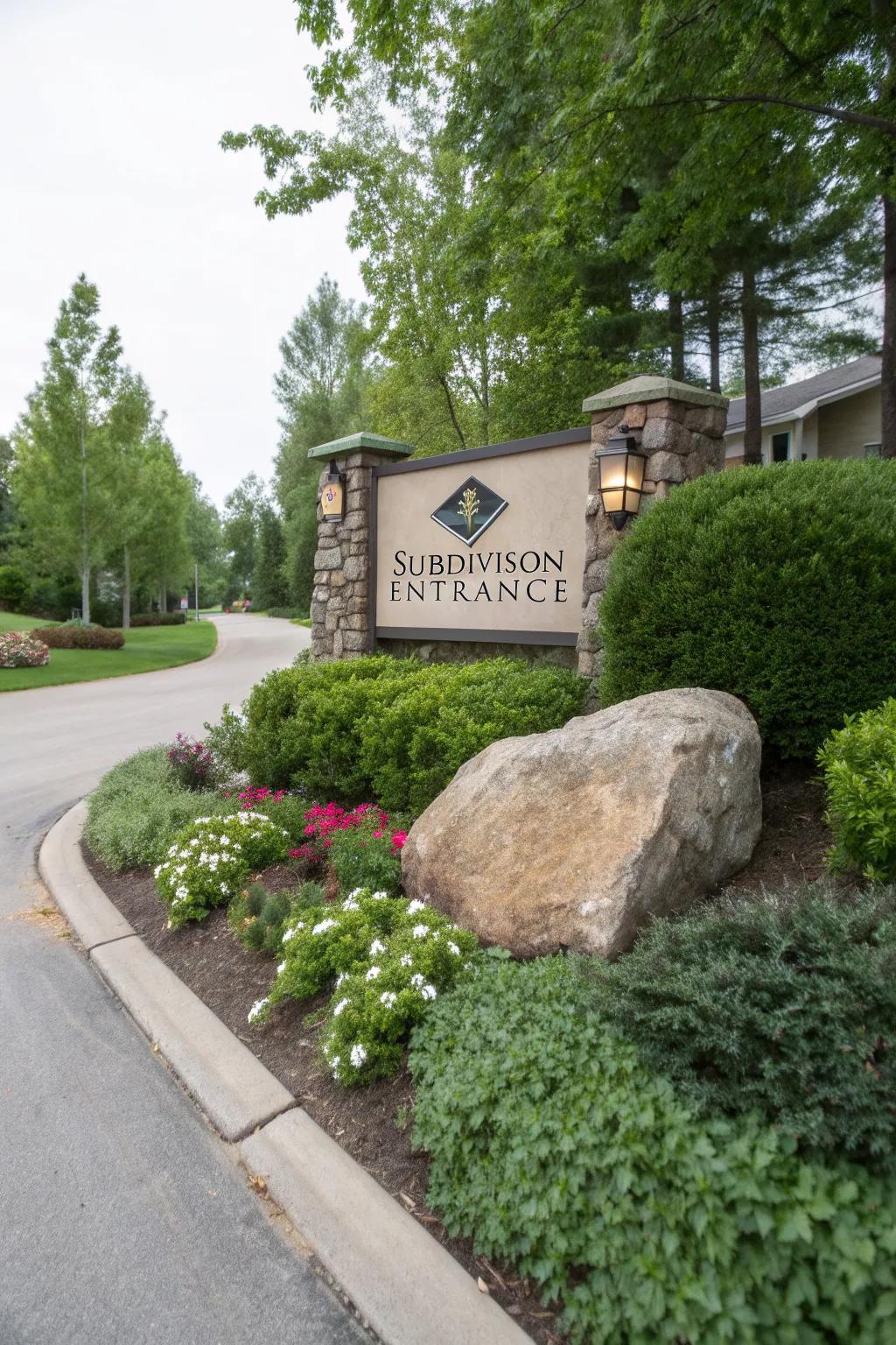 Boulder signage offers a rugged and natural appeal.
