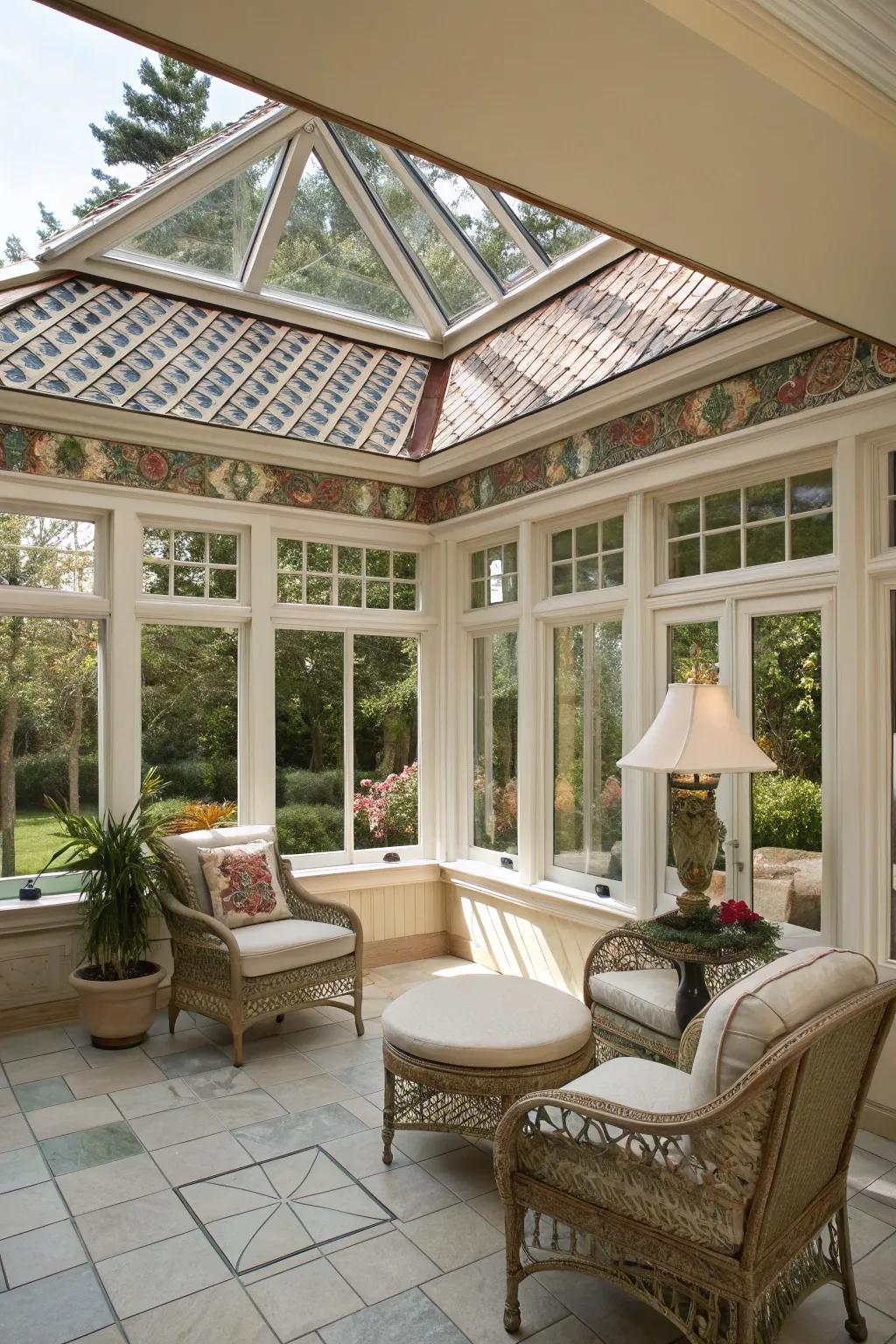Tiled roofs add texture and pattern to your sunroom.