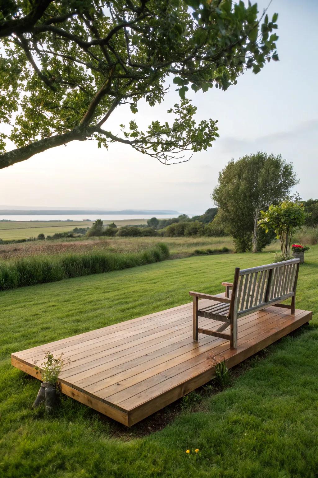 Wooden platforms provide a natural and adjustable patio base