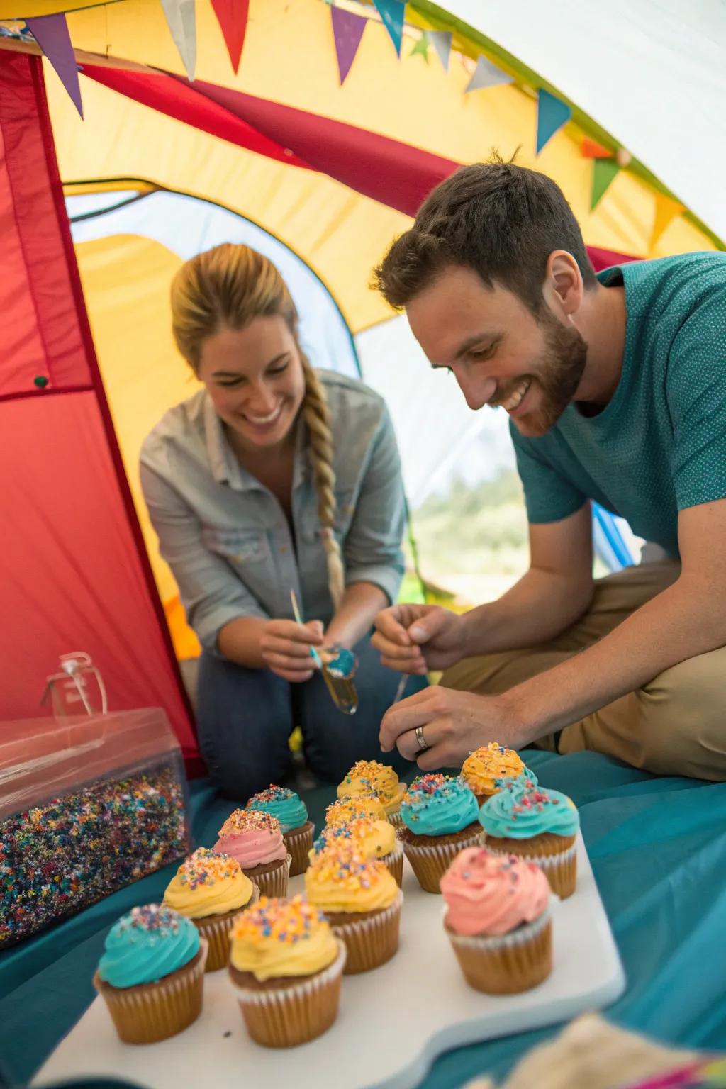 Enjoy a fun cupcake decorating session inside your tent.