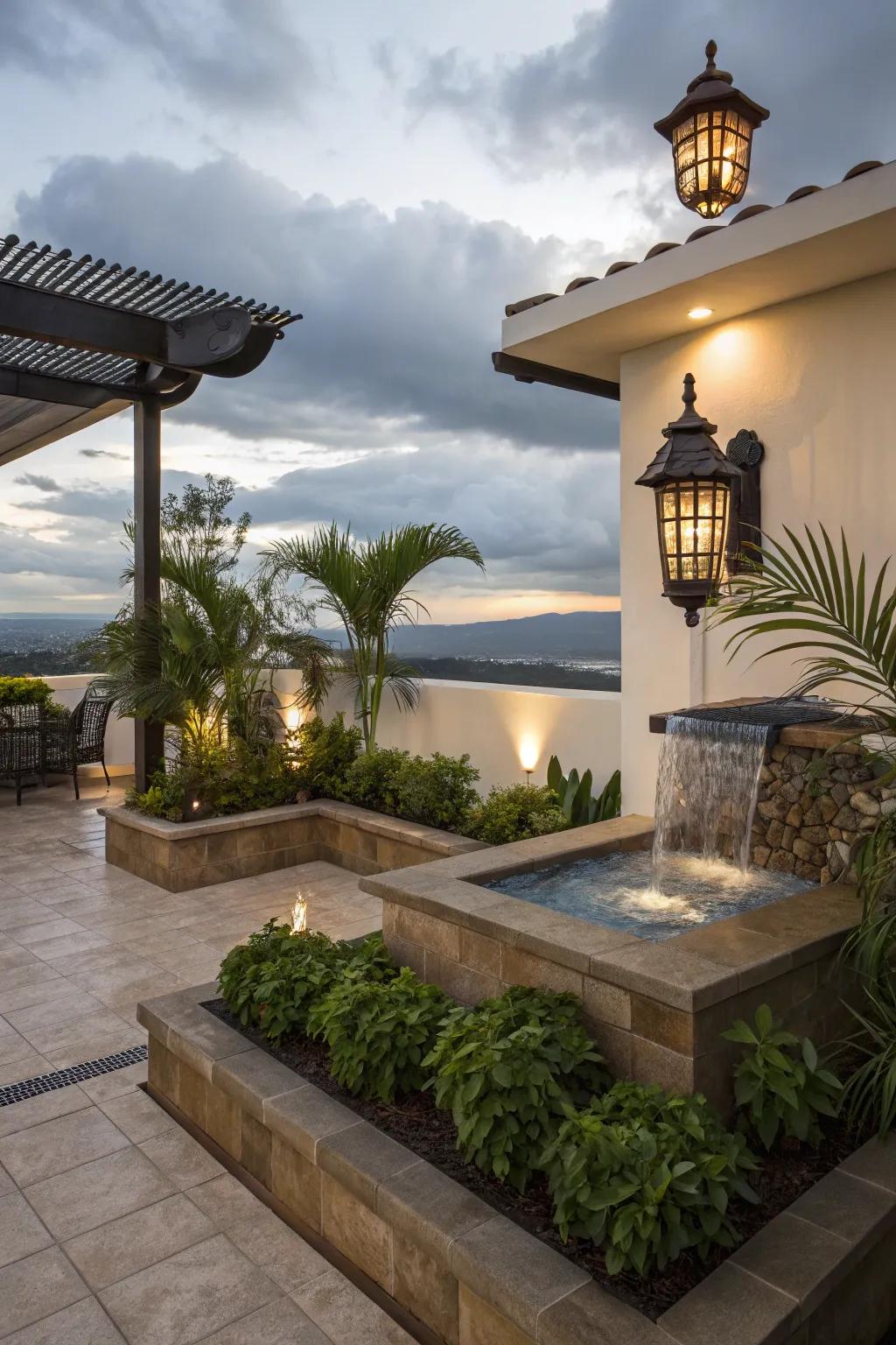 Create tranquility with a soothing water feature.