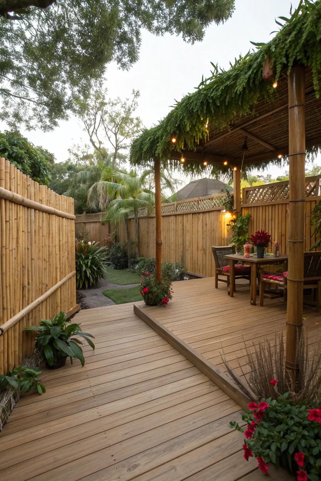 Bamboo fencing offers natural privacy